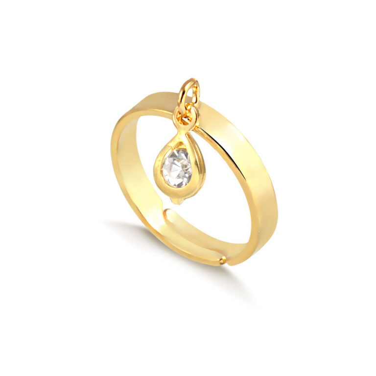 Anel Banho de Ouro 18K Infantil com Pingente Gotin