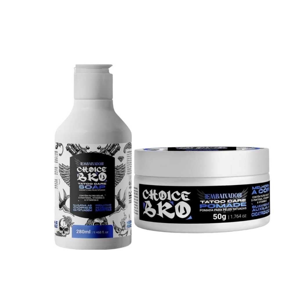 kit 1choice bro tatoo care cera para tatuagem50g+ sabonete para taguagemchoice bro tatoo embaixador