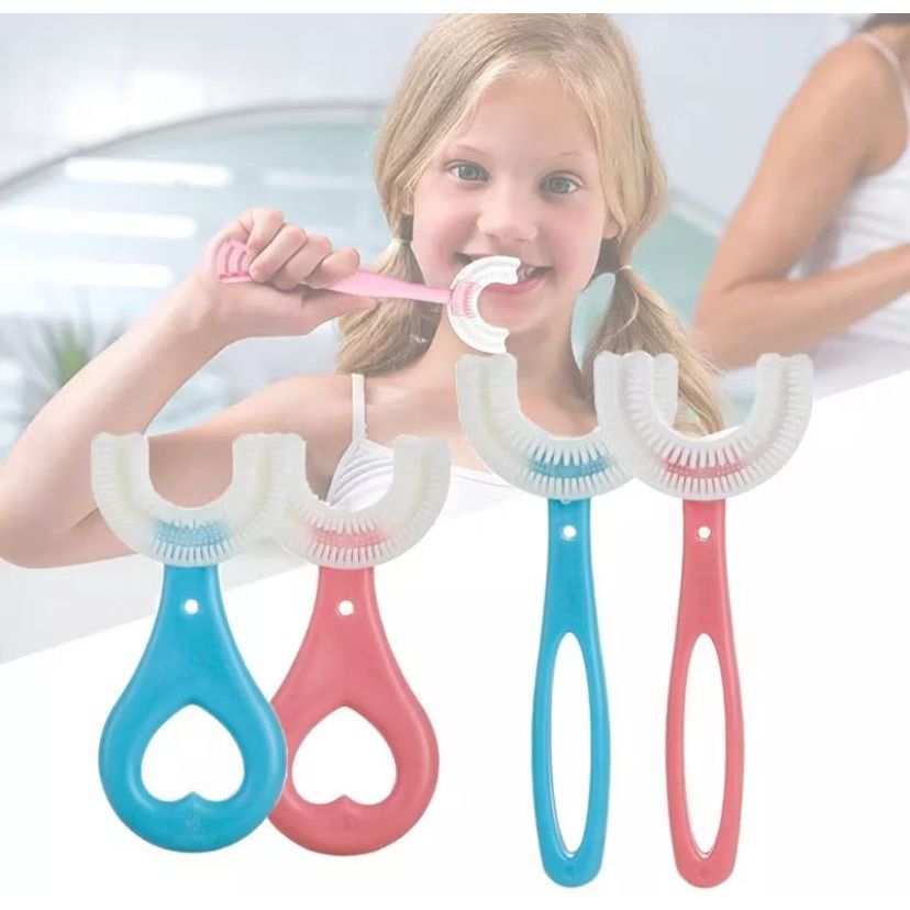 Escova de Dente Infantil em Forma de U 360° Graus para Criança Escova Macia em Forma de U para Crian