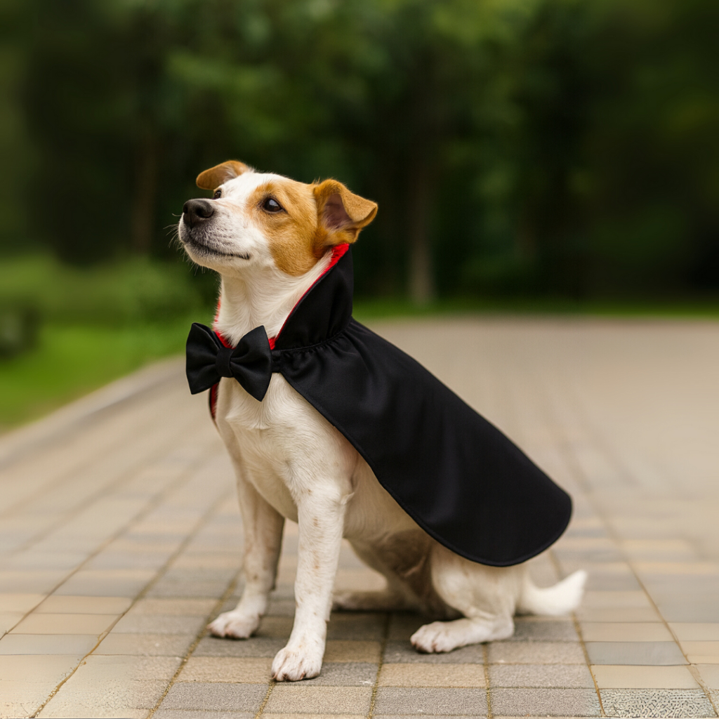 CAPA DO DRÁCULA COM LACINHO  FANTASIA PARA PET HALLOWEEN
