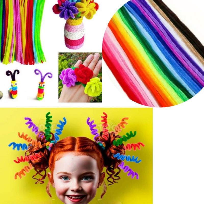 Haste de Chenille Araminho Decoração Acessório Tiara para fazer cabelo Maluco 30cm Flexível- 30 unid