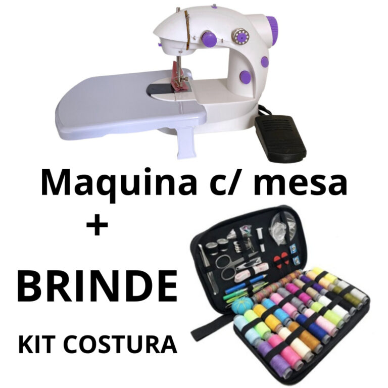 Mini Maquina Costura Com MESA Portátil Elétrica 