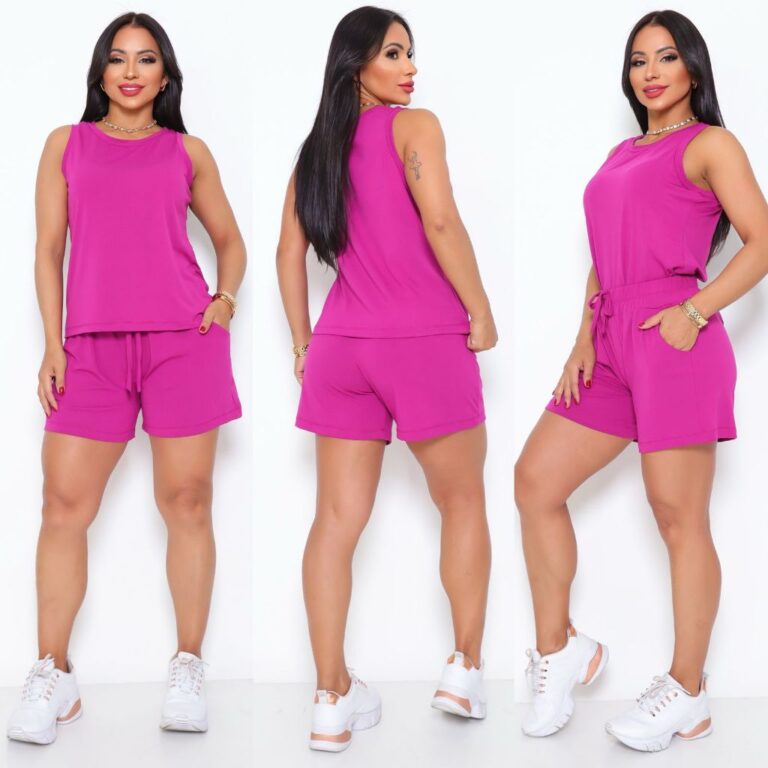 Conjunto Short e Blusa Regata Liso Viscolaycra Sho