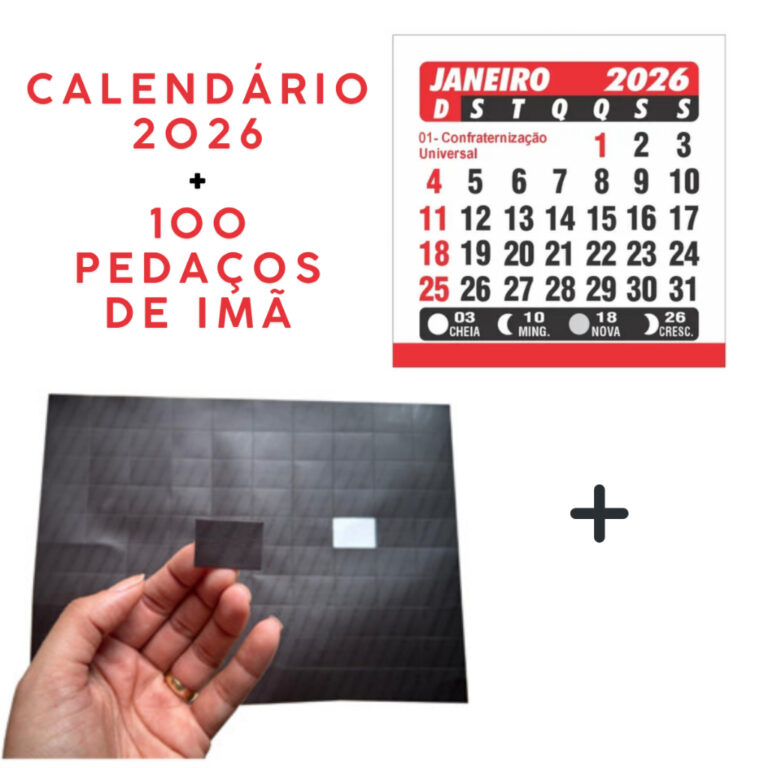 Kit 100 Mini Calendario 2026 + Manta De Imã Imant