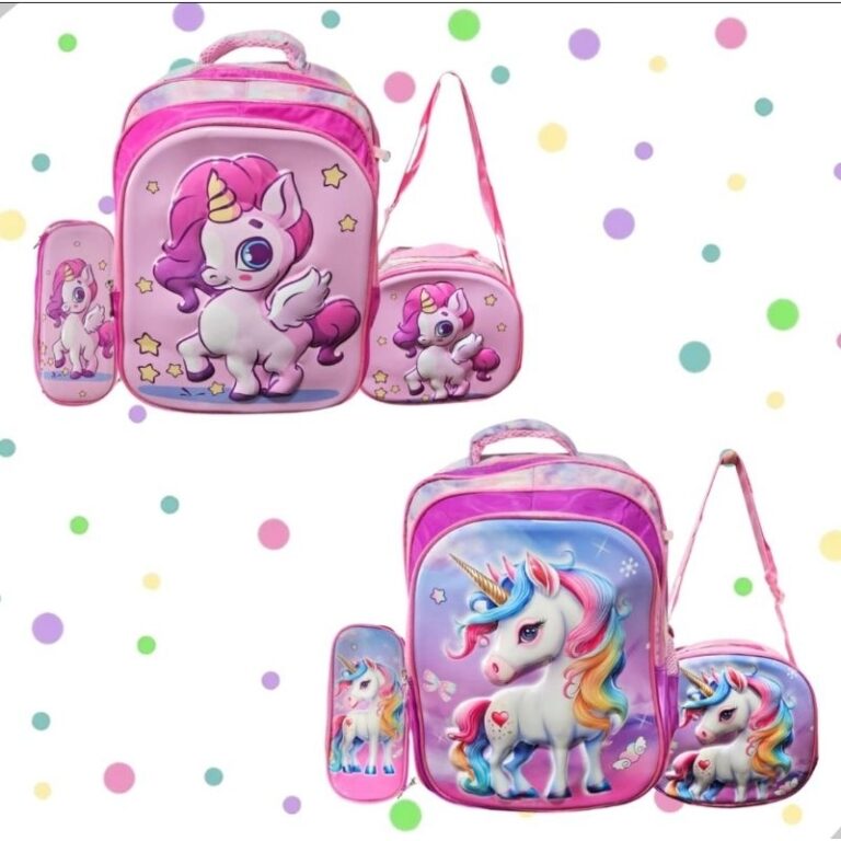 Kit Mochila Escolar Infantil Unicórnio 3D Alto Re