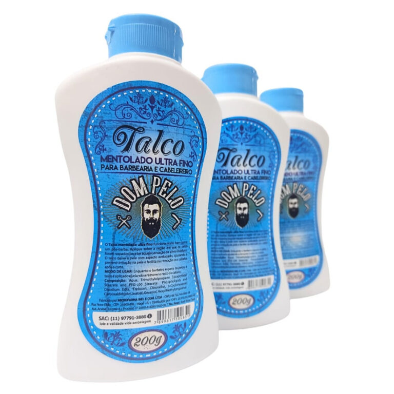 Kit 3 Talco Mentolado Dom Pelo 200g Barbeiro Cabel
