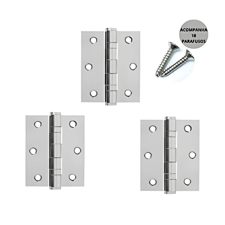 Kits Dobradiças Aço Inox N-304 com Parafusos Ref