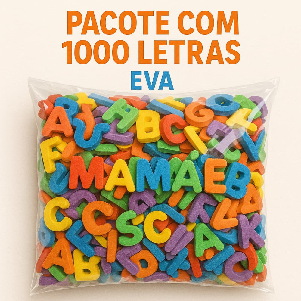 Kit Alfabeto em EVA com 1000 Letras Coloridas 20 Alfabetos Completos Educativo Infantil