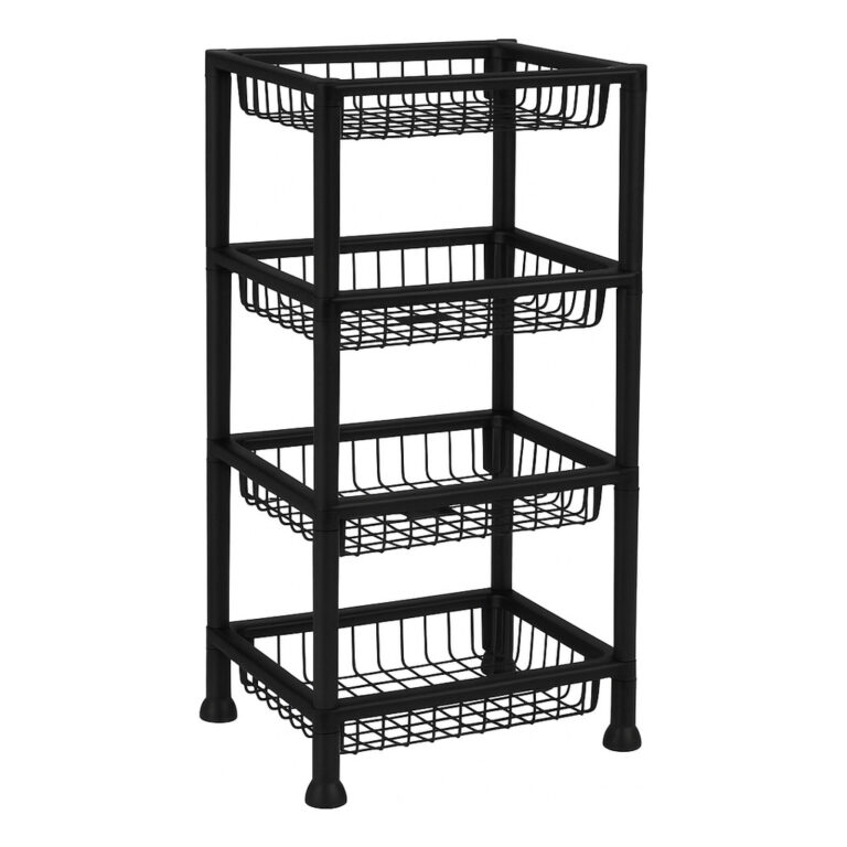 Fruteira De Chão Cesto Organizador Quadrado Com 4