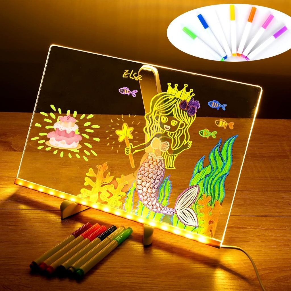 Quadro De Notas Led Com Cores , Mensagens Acrílico Iluminado Apagamento A Seco Brilhante Luz 15×15,