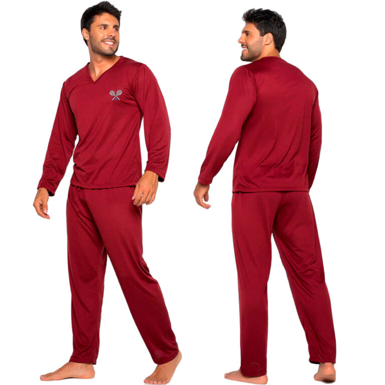 Pijama Masculino Manga Longa Conforto Traje de Dor