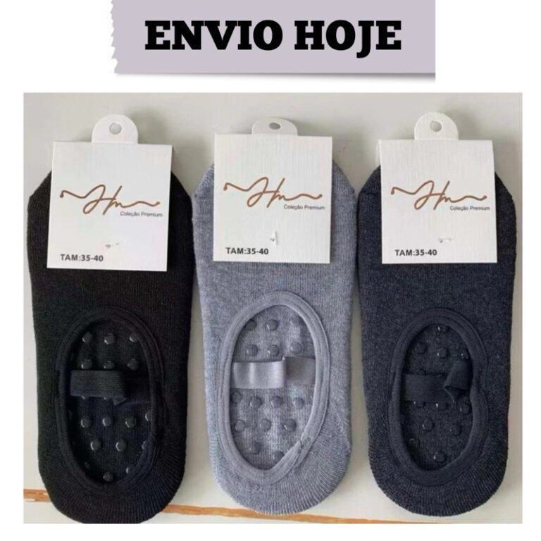 Meia Pilates Lisa Antiderrapante Preta Unissex 35/