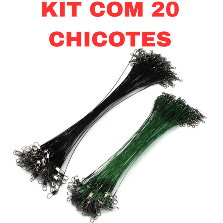 Chicote Pesca Kit 20 Cabo de Aço Com Snap Encasto