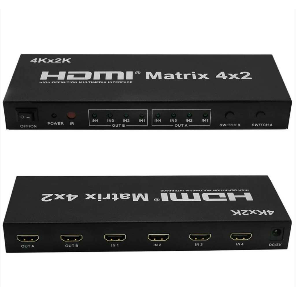Matrix Hdmi 4×2 Switch Splitter 1080p 4k 3d Com Controle
