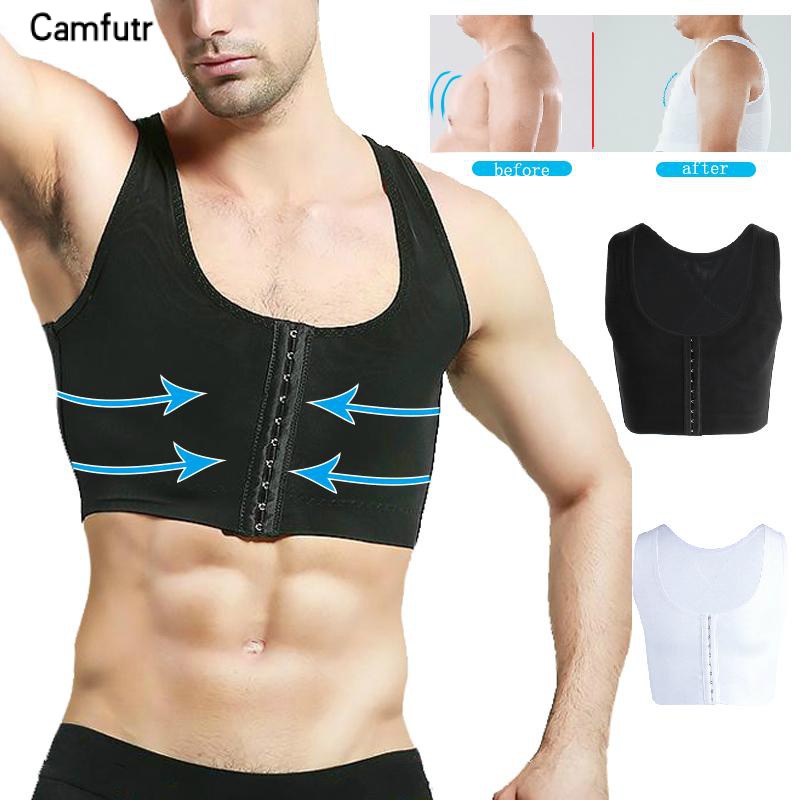 Homens modelador de ginecomastia emagrecendo o peito espartilho de compressão camisa body building s