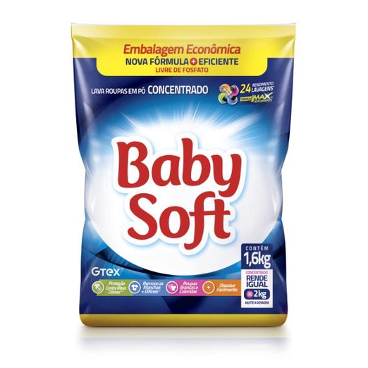 Lava Roupas Pó Baby Soft Concentrado 1,6KG