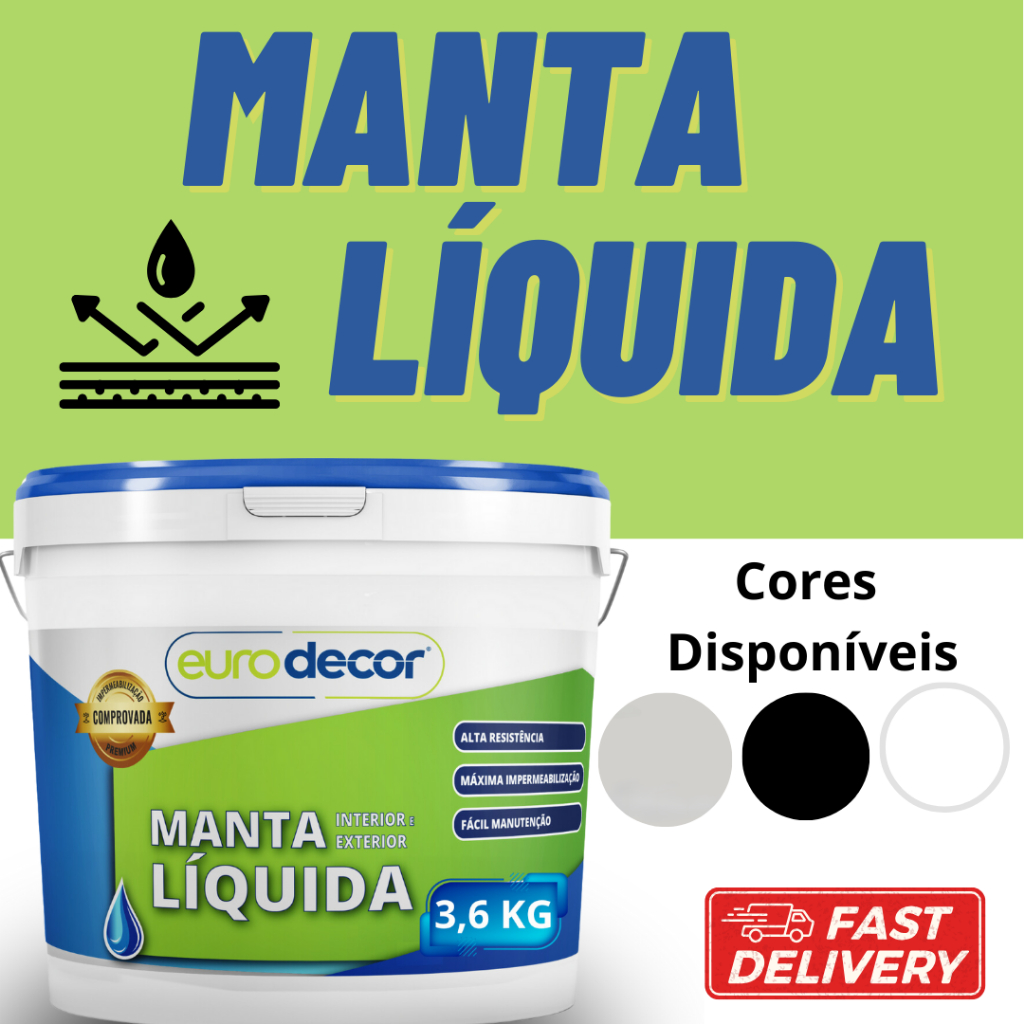 Manta Líquida 3.6kg e 1kg Emborrachada Impermeabilizante Eurodecor