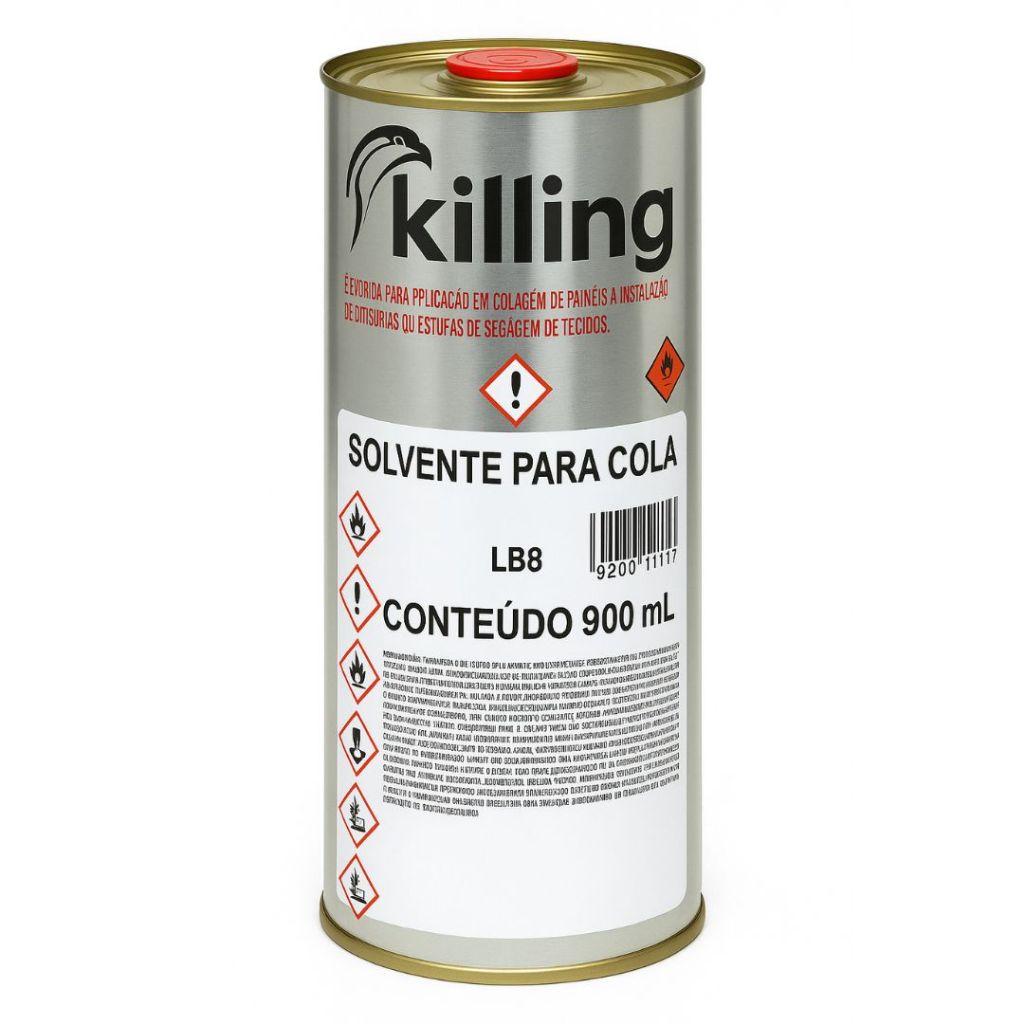 Solvente Killing para Cola 900ml Poderoso Removedor e Diluente Profissional