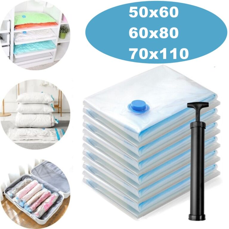 Kit 10 Saco À Vácuo Organizador + Bomba Manual O