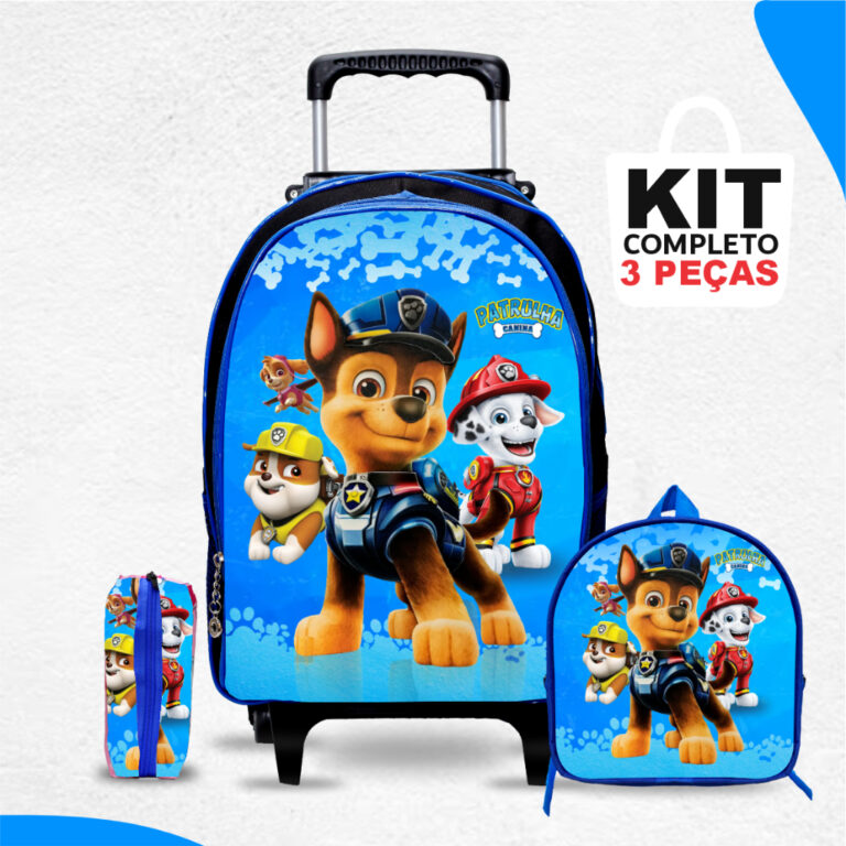 Kit Mochila Escolar Patrulha Canina com Lancheira 