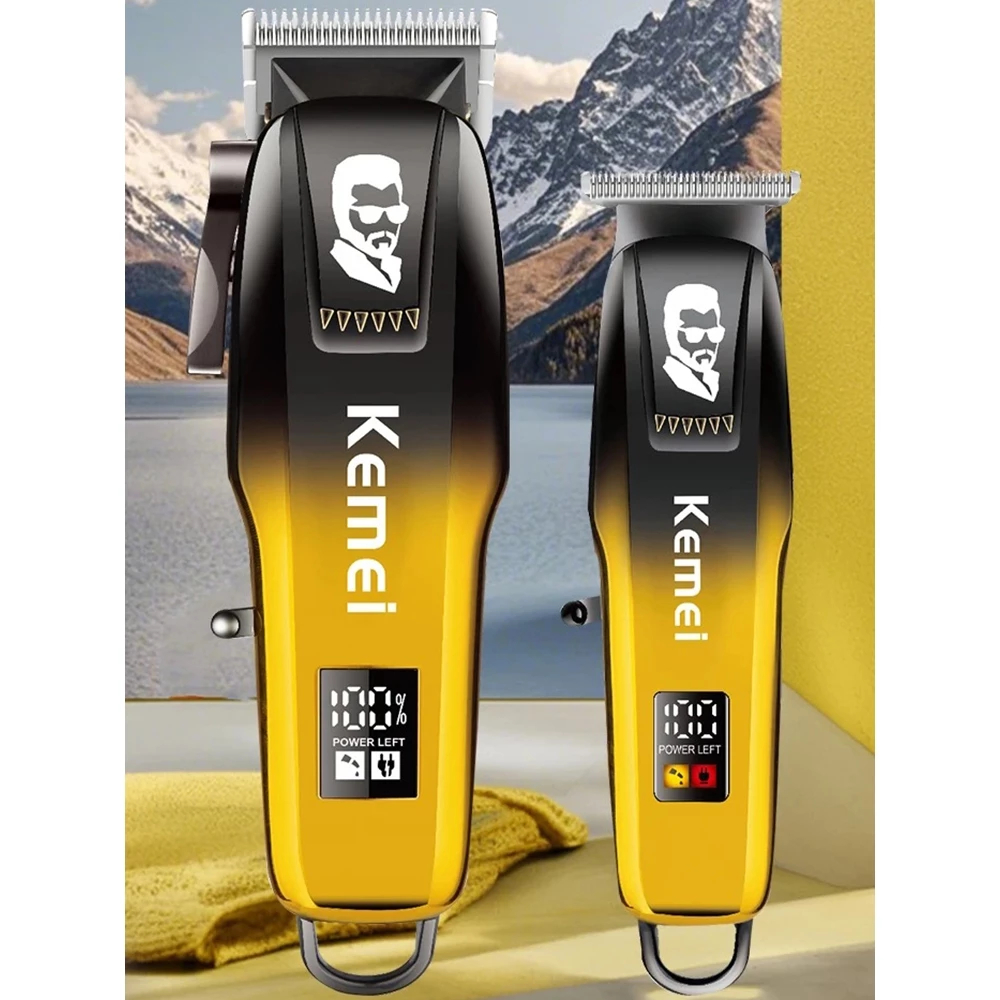 Kit Kemei Completo de Máquinas de Corte e Acabamento Desempenho Profissional e Recarregável KM-8501