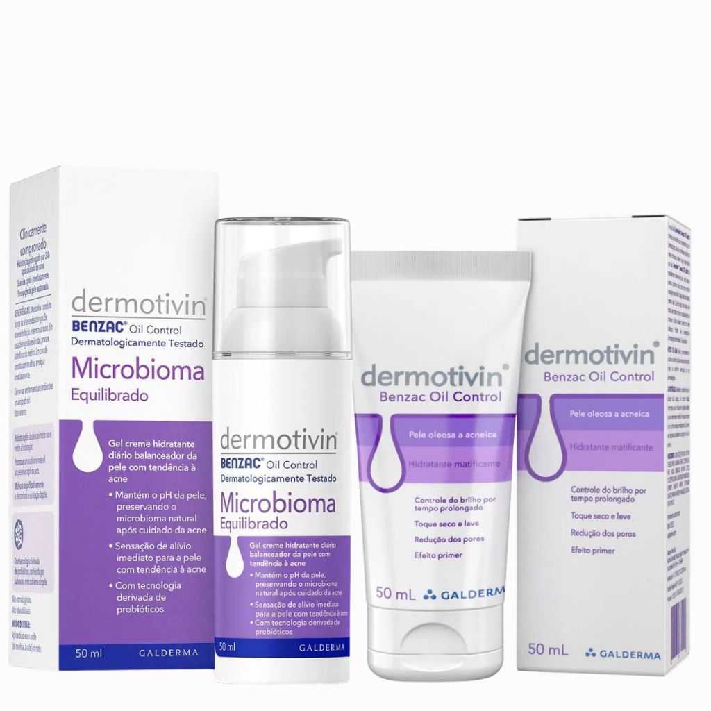 KIT Dermotivin Benza Oil Control Microbioma Equilibrado gel + Hidratante  ( 2 Itens)