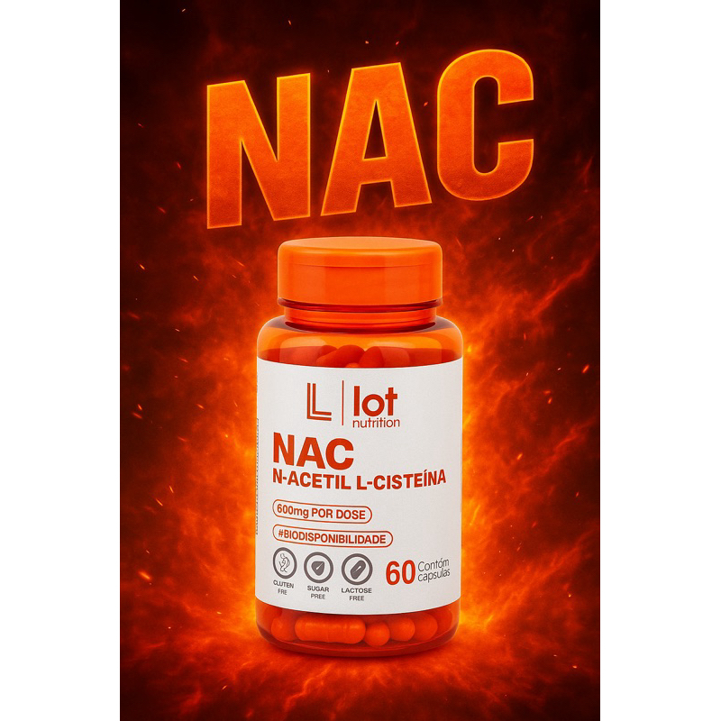NAC Premium 600mg 60 Cápsulas Antioxidante Acetilcisteína Fígado Detox Lot Nutrition