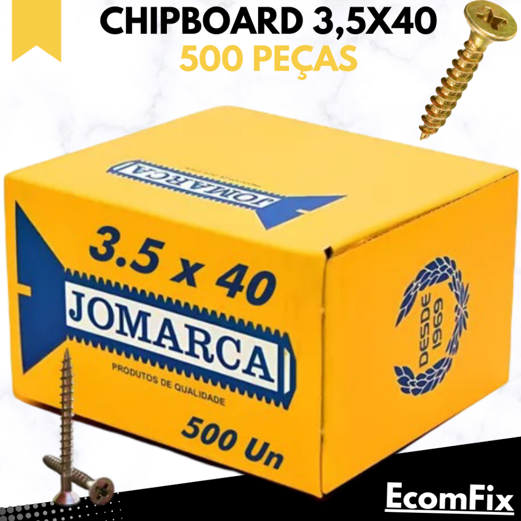 Parafuso Chipboard 3,5 X 40 Chata Phillips para Madeira – Caixa Com 500 Peças – JOMARCA