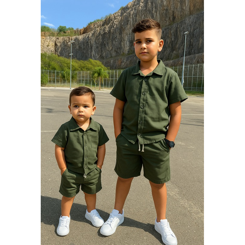 Conjunto Infantil Mauricinho linho de menino 2 a 14 anos