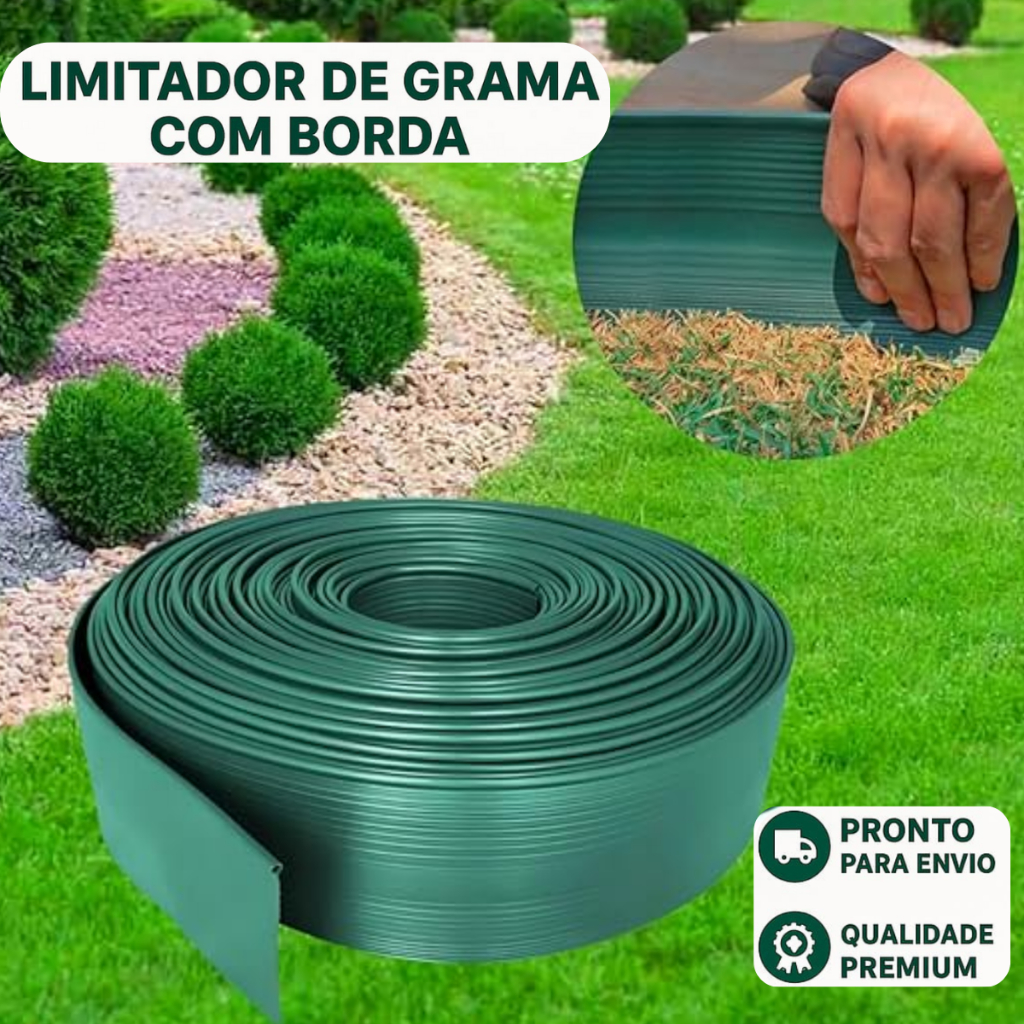 Limitador Grama Borda Reforçada Separador Organizador Jardim Flexível Resistente 10cm Altura