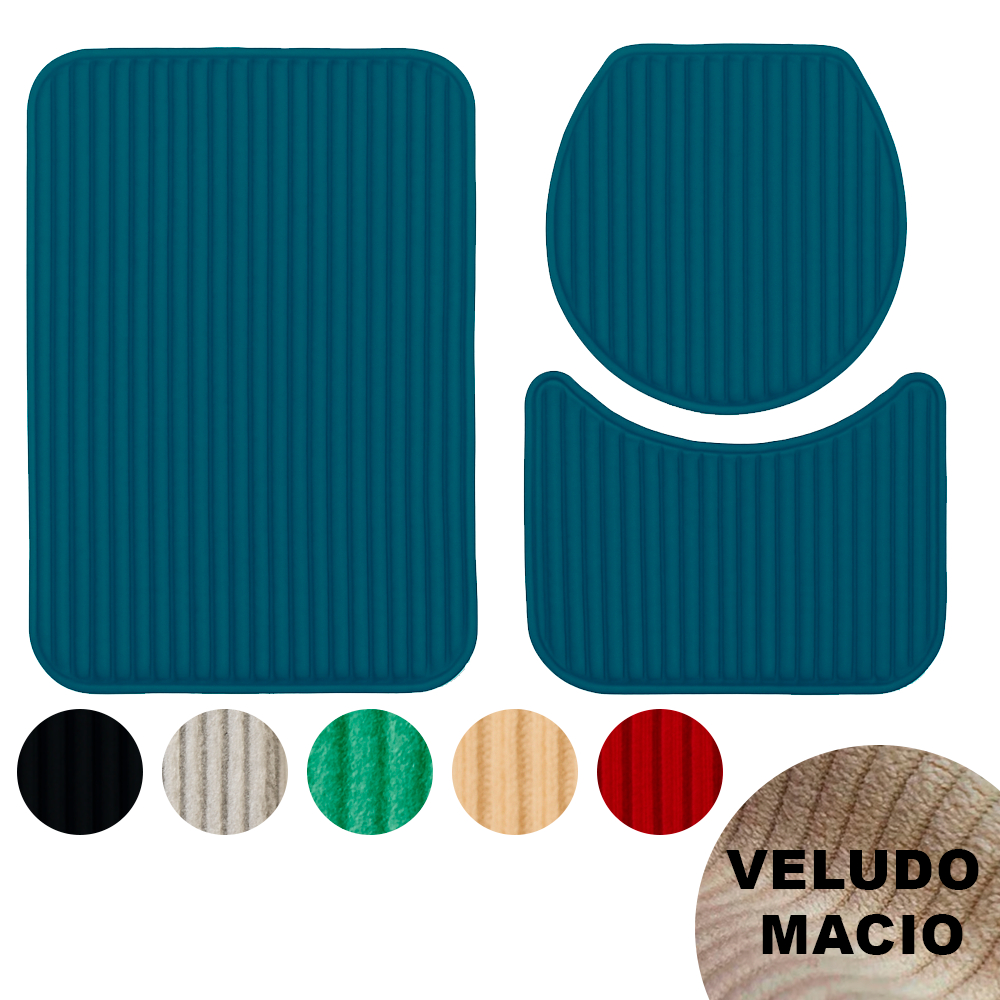 Kit 3 Peças Jogo de Tapete Para Banheiro Antiderrapante 100% Algodão Felpudo Peludo Luxo