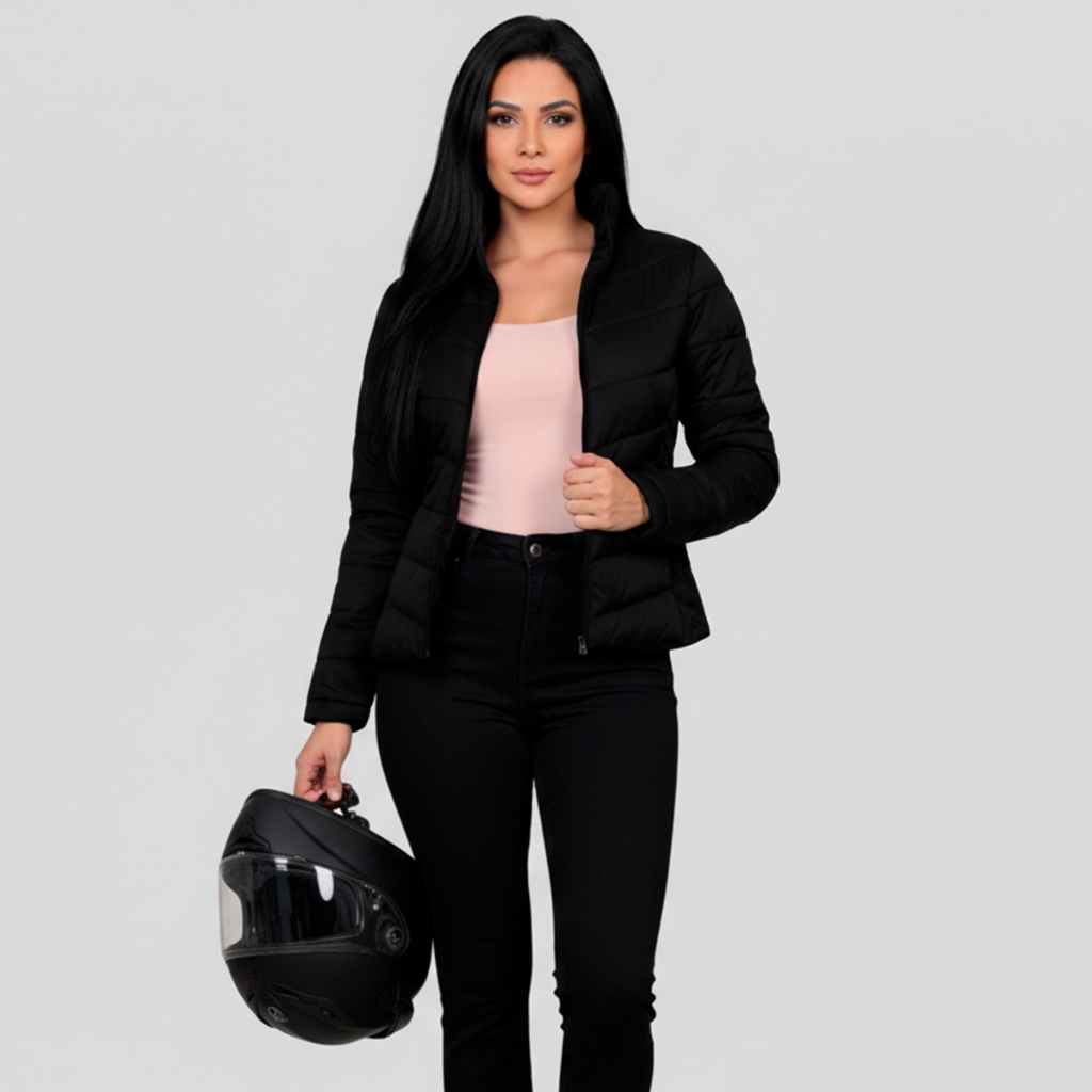 Casaco Bobojaco Jaqueta Puffer Feminina Corta Vento Nylon Jaqueta Puffer Feminina Jaqueta Feminina