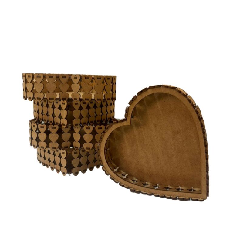 Bandeja Coração M Kit Com 5 Unidades Mdf Crú