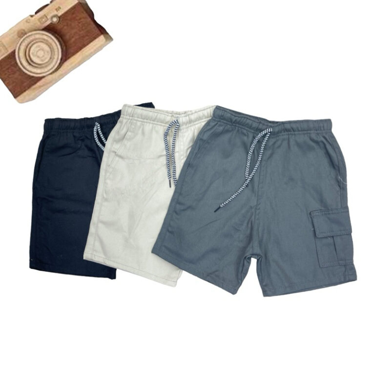 Bermuda Cargo Menino Infantil Sarja  Com 4 Bolsos 