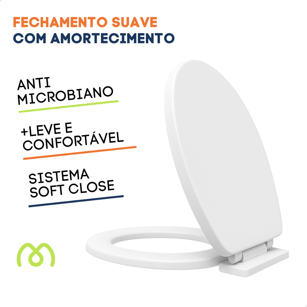 Assento Sanitário Tampa Vaso SoftClose Oval Izy Deca Uni Celite Eco Plus Logasa Fechamento Suave Ant
