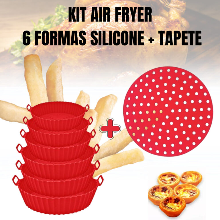 Kit Airfryer Tapete Antiaderente + 6 Formas Silico