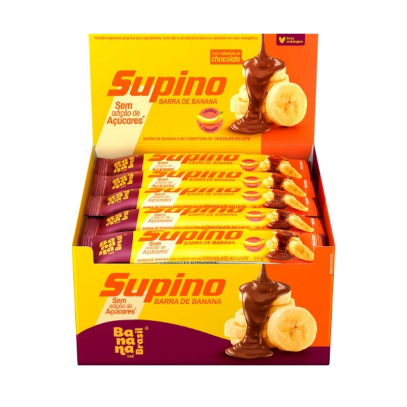 Barra de Fruta Supino Zero com Chocolate ao Leite display com 20 barras de 24g – Banana Brasil