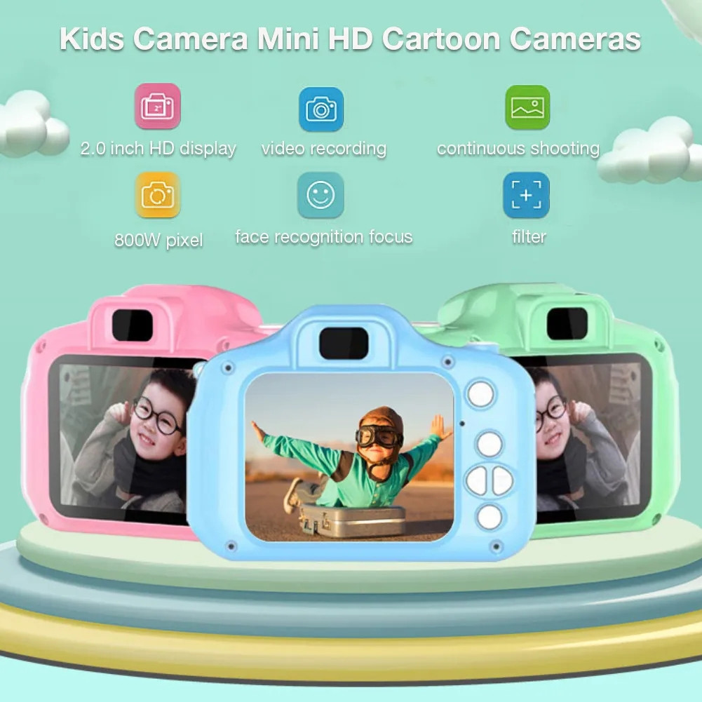 Mini-câmera digital de 2 polegadas com tela HD recarregável para crianças Brinquedos fotográficos fo