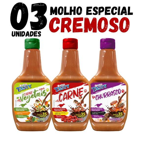 Kit 3un Molho Especial Para Ração Cães Cremoso 