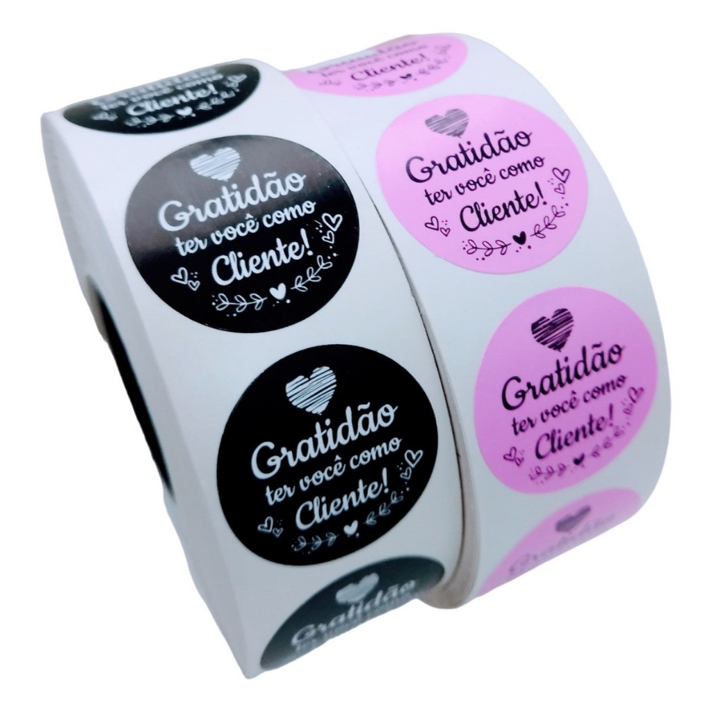 Etiqueta Gratidão Ter Você Como Cliente Redondo 4cm4cm +8 Opções de Cores