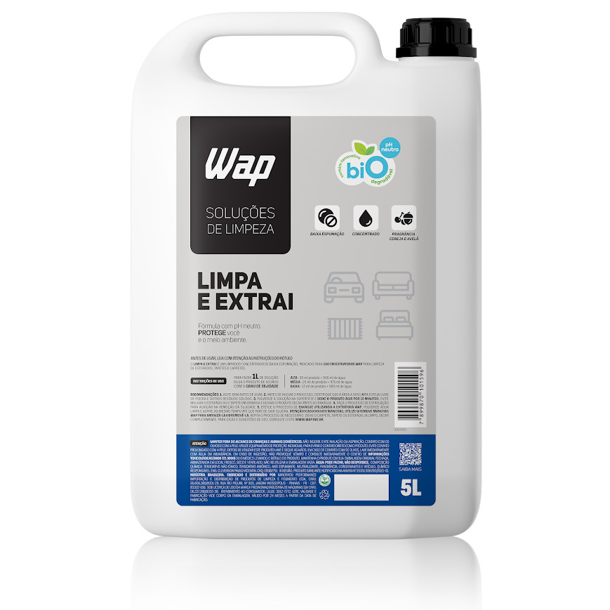 Limpador Concentrado 5 Litros de Baixa Espumação para Extratoras WAP LIMPA E EXTRAI