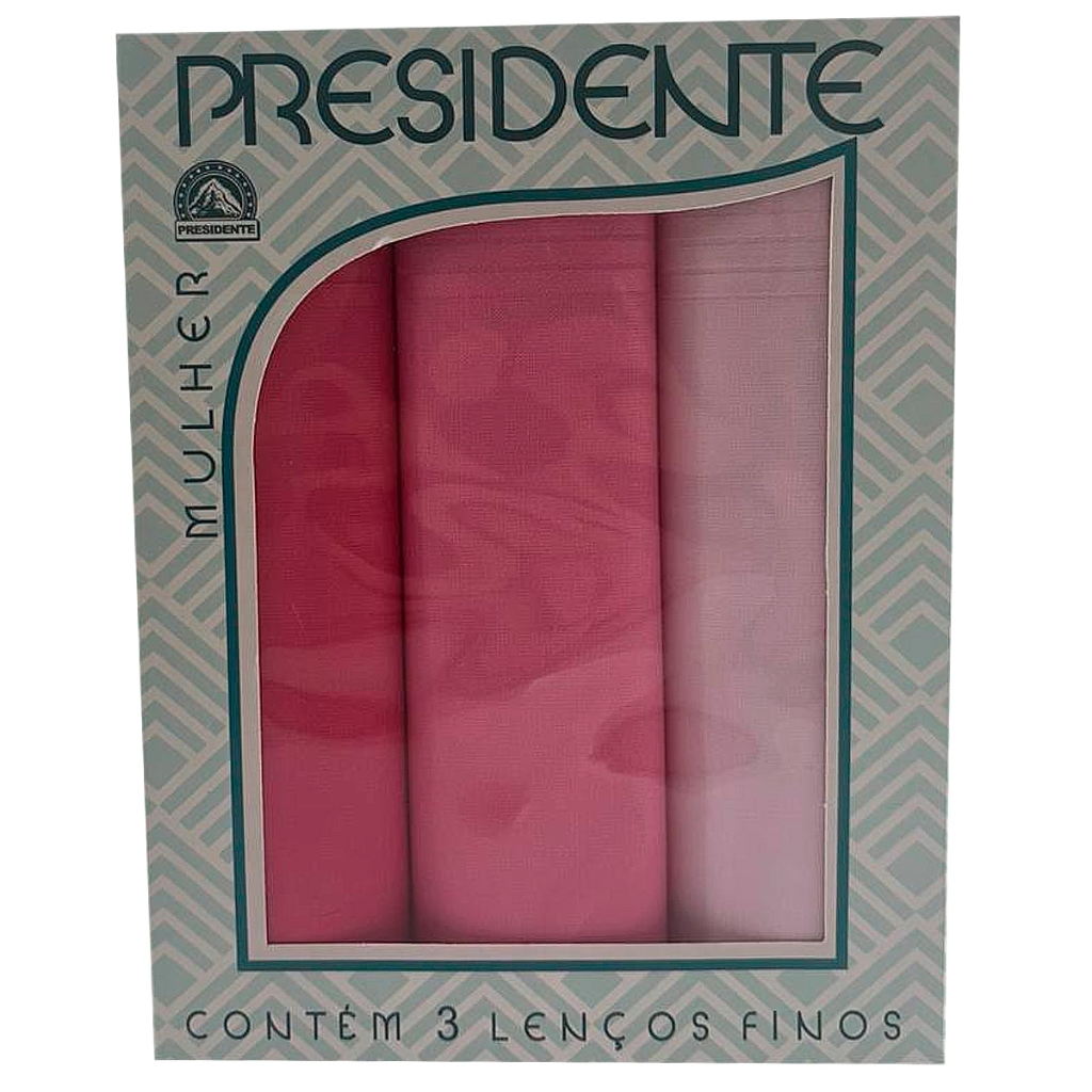 Lenços Femininos Presidente De Bolso 30cm 100% Algodão – Kit 3 Unidades