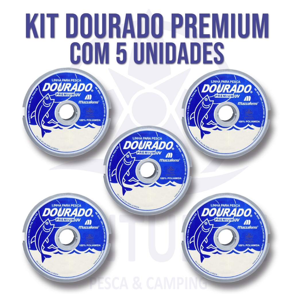 Kit Com 5 Unidades de Linha De Pesca Dourado Premium Fio de Nylon 100 metros – 0,20mm ao 0,45mm