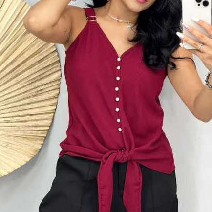 Regata Feminina Alcinha  Com Regulagem Gola V  Na 