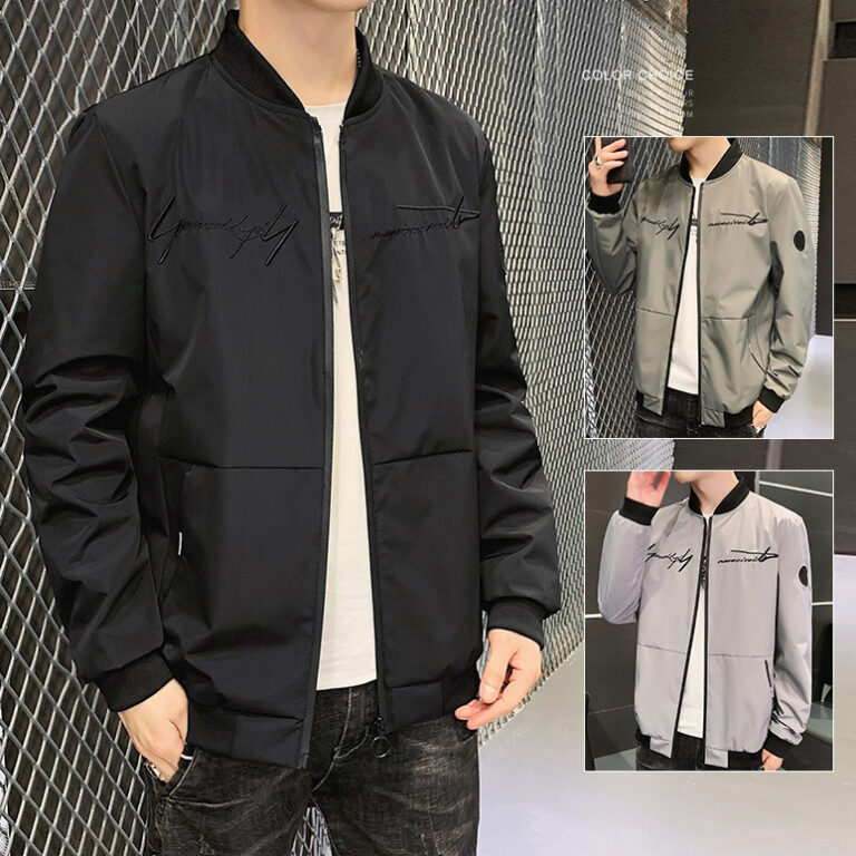 Jaqueta de Bombardeiro Bordado de Carta Masculina 