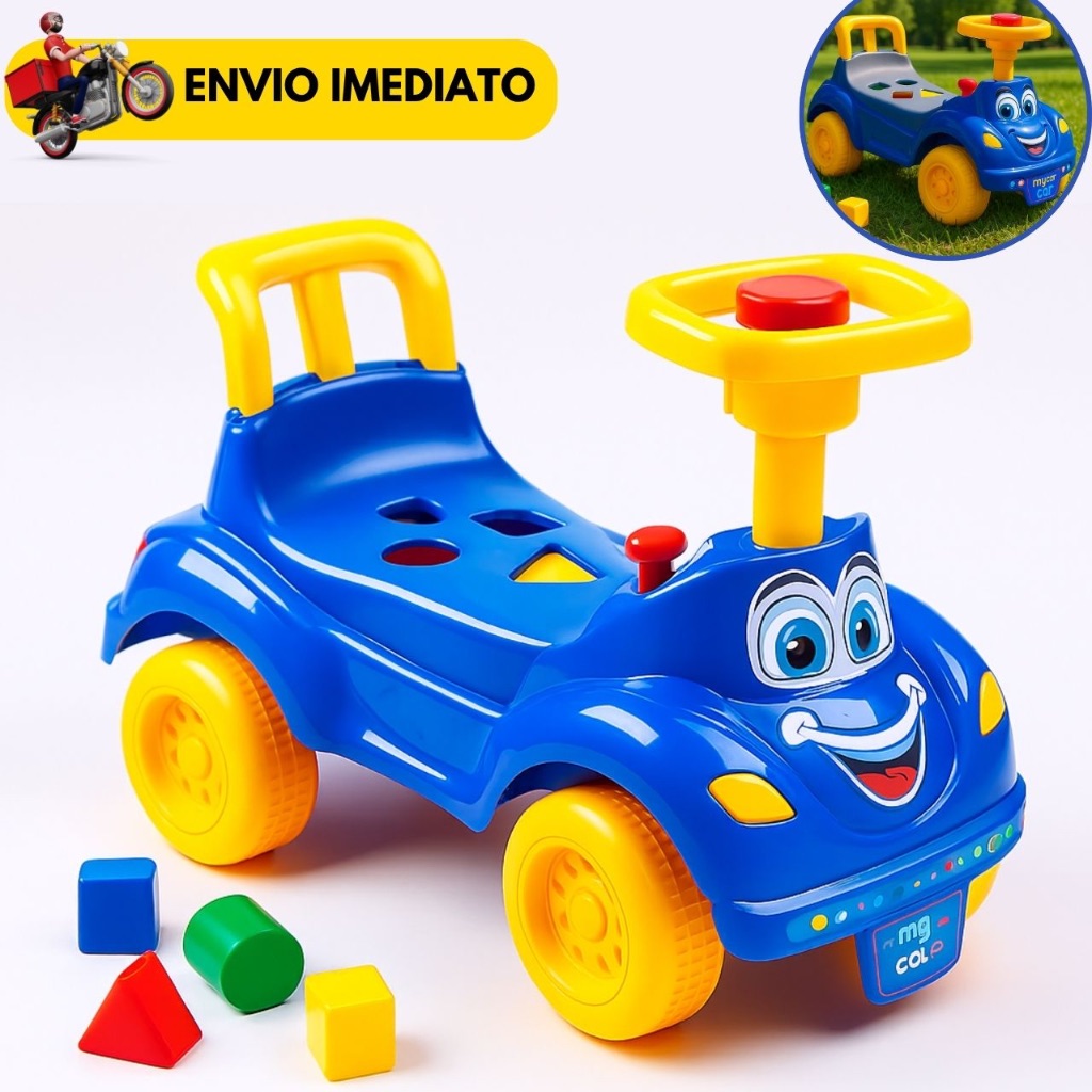 Totoka Triciclo Infantil Bebe Motoca Totokinha Sport Com Peças Geométricas Azul Menino