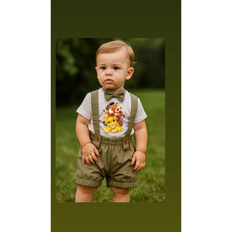 Macacão Safari Rei Leão Simba infantil fantasia