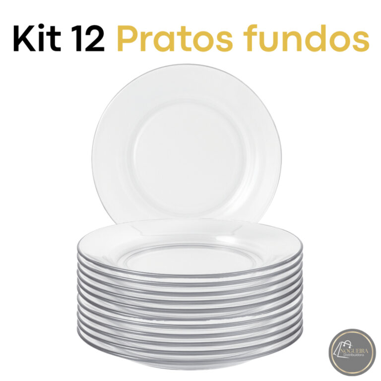 Jogo 4 8 ou 12 Pratos De Vidro Fundo Transparente 