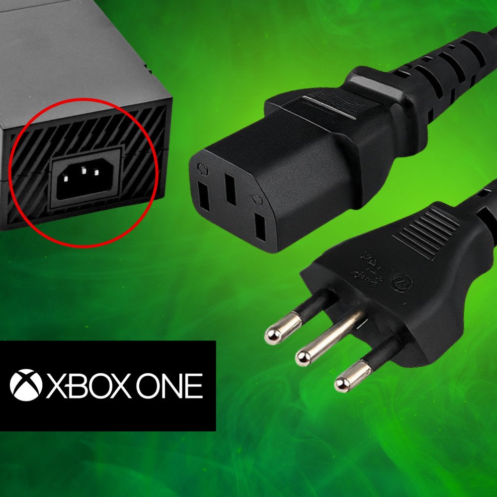 Cabo de Energia Fonte Xbox One 3 Pinos Novo Padrão 1,5m Preto – Pronta Entrega