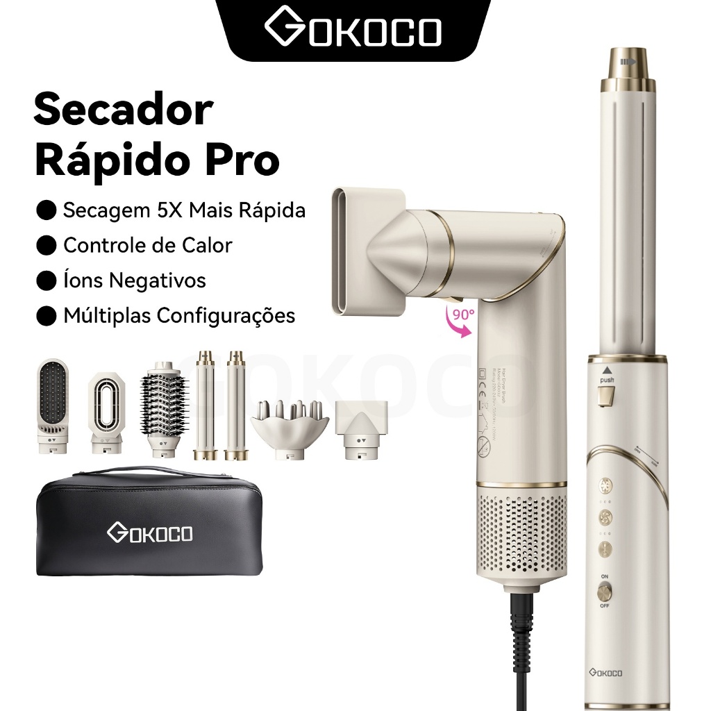 GOKOCO Escova Secadora 7 Em 1 GD032 Conjunto De Secador De Cabelo Multifuncional De Alta Velocidade